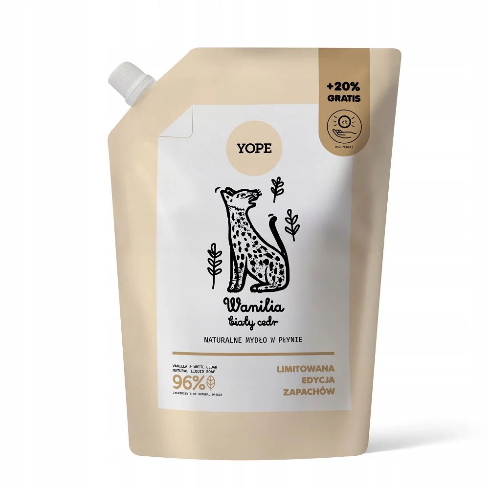 Naturalne mydło w płynie refill Wanilia & Biały Cedr 600ml
