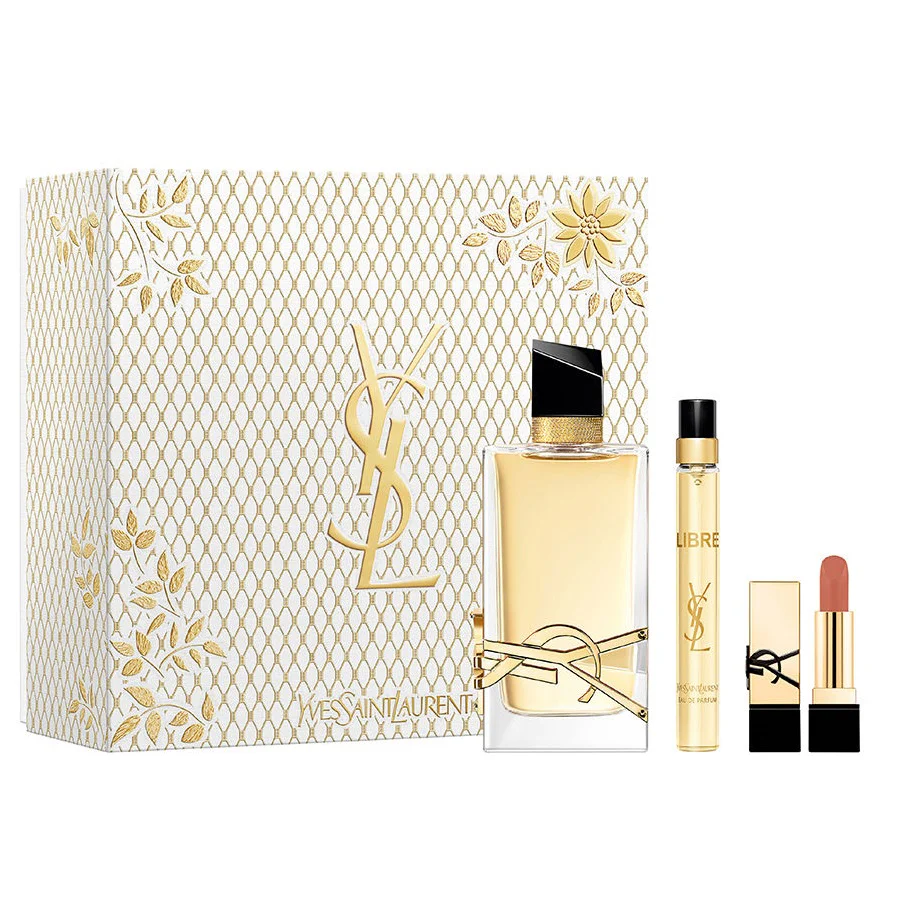 Libre Pour Femme zestaw woda perfumowana spray 90ml + woda perfumowana spray 10ml + pomadka do ust 1.3g