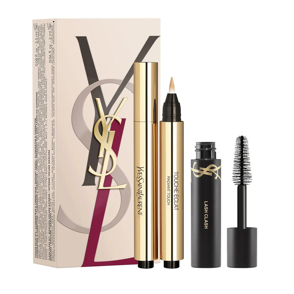 Touche Eclat & Mini Lash Clash zestaw korektor rozświetlający 2.5ml + tusz do rzęs 2ml