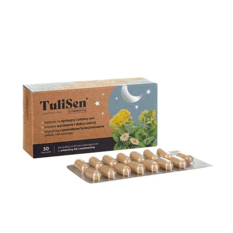 TuliSen suplement diety z melatoniną wspomagający zdrowy sen 30 kapsułek - Image 2